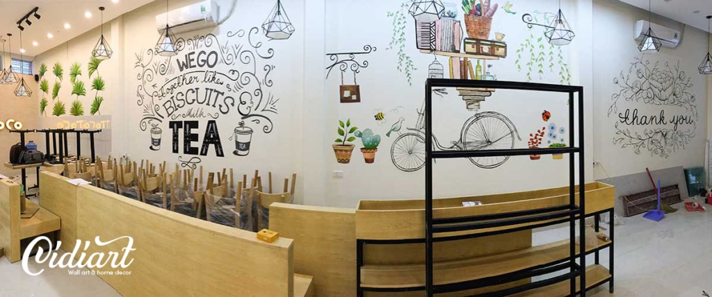 Trang trí cửa hàng trà sữa