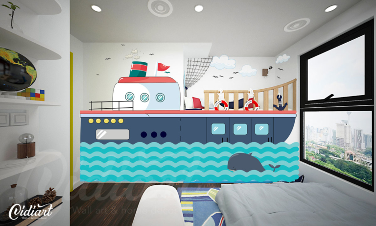 Thiết kế tranh tường phòng ngủ cho bé