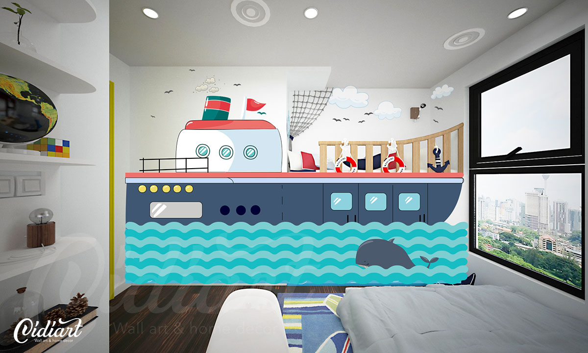 Thiết kế tranh tường phòng ngủ cho bé