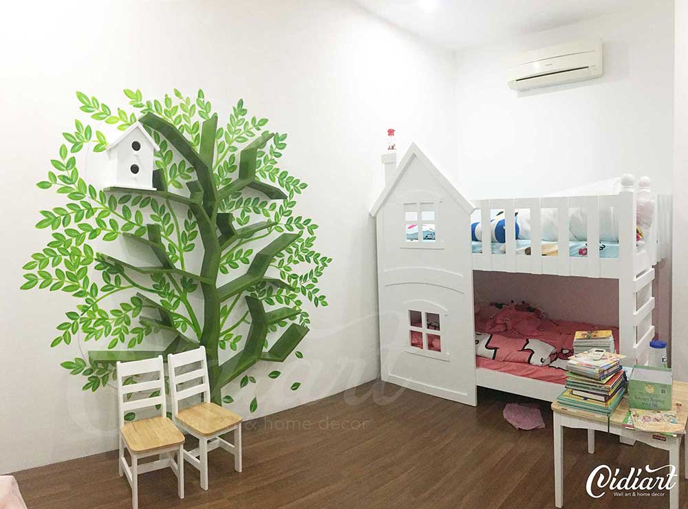 trang trí vẽ tranh tường phòng ngủ cho bé gái