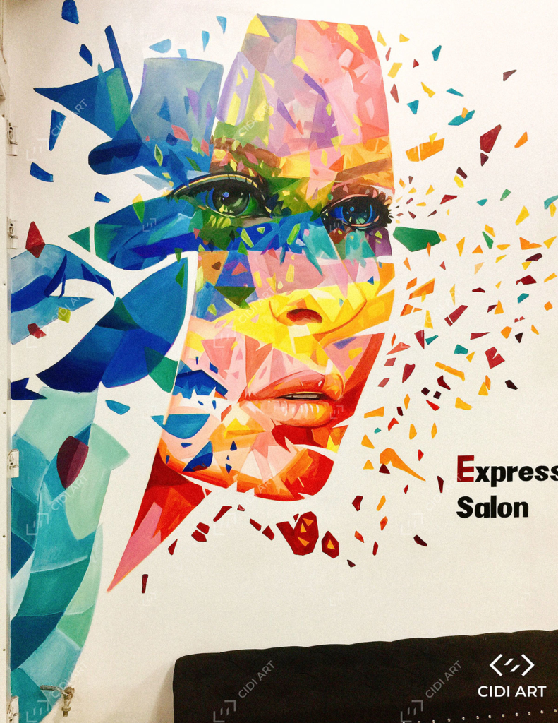 Vẽ tranh tường salon tóc Express Xã Đàn