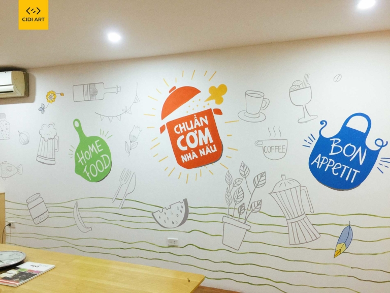 Vẽ tranh tường nhà ăn văn phòng công ty 4