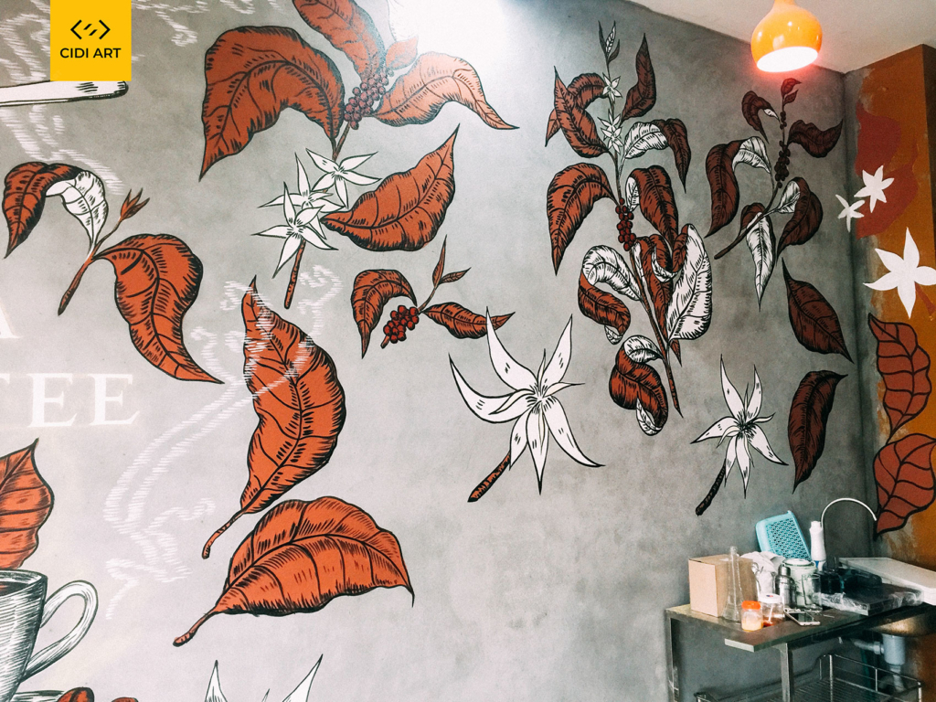 Vẽ tranh tường quán cafe LẠ