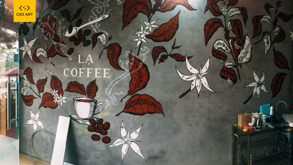 Vẽ tranh tường quán cafe LẠ
