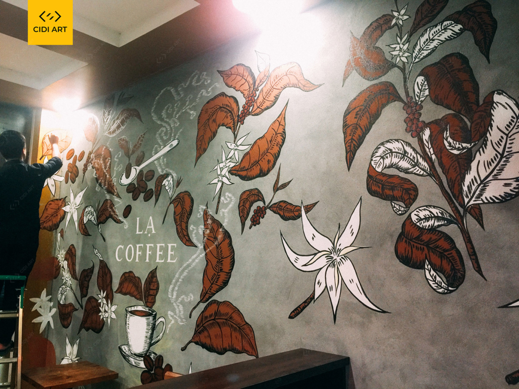 Vẽ tranh tường quán cafe LẠ