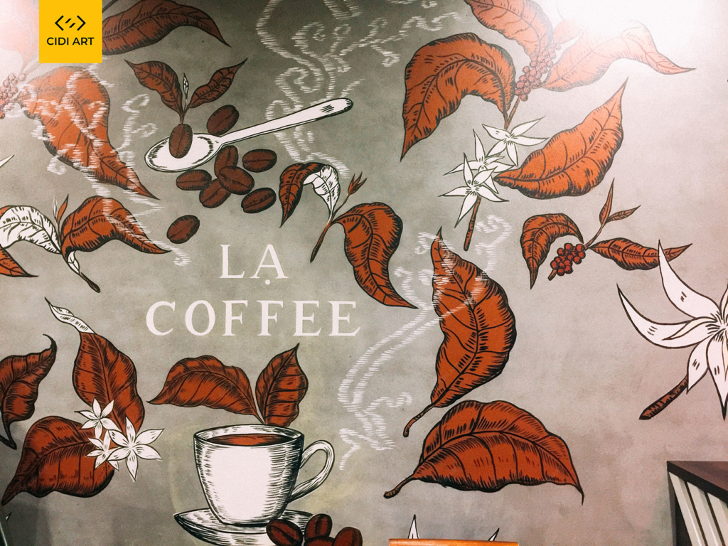 Vẽ tranh tường quán cafe LẠ