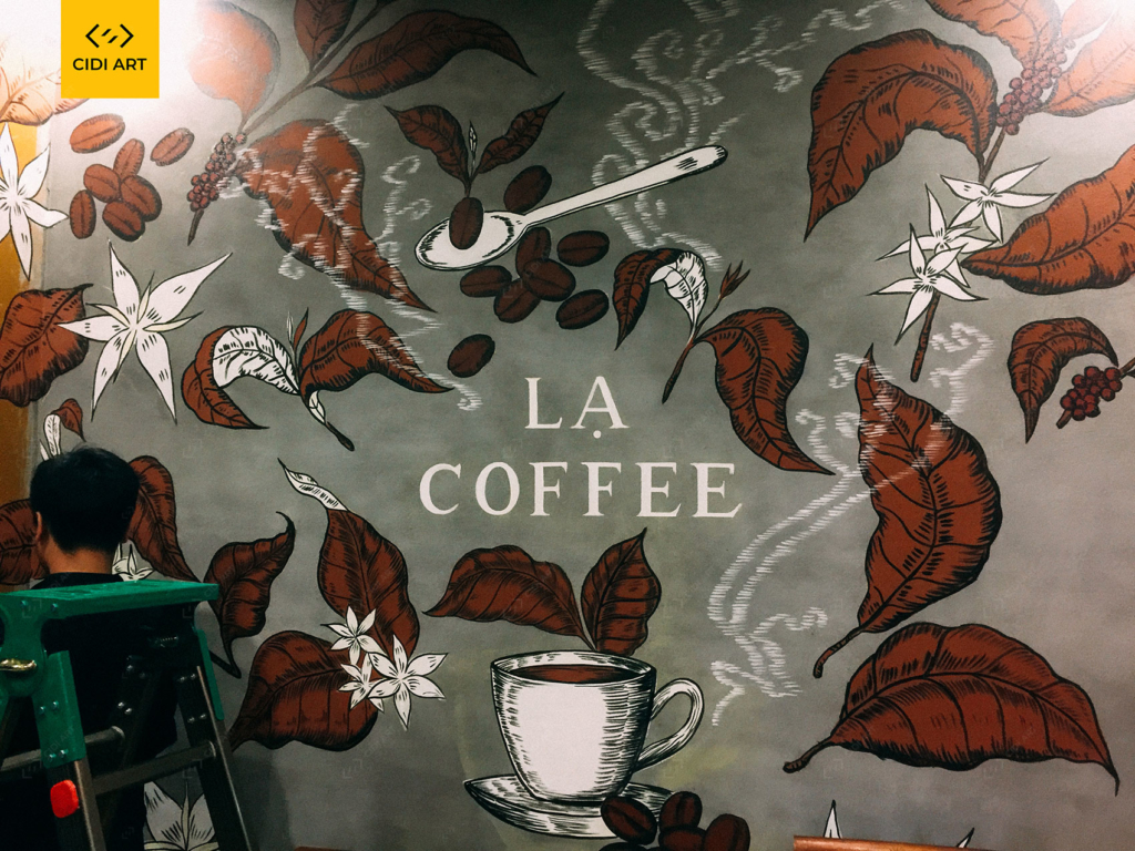 Vẽ tranh tường quán cafe LẠ