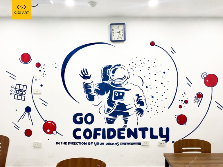 Vẽ tranh tường trung tâm tiếng anh Ivy 8