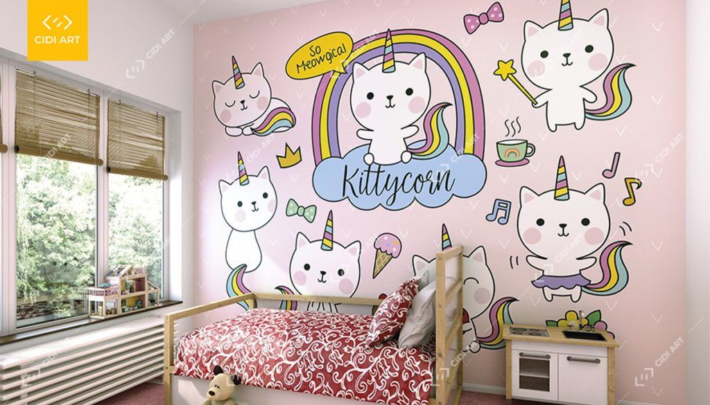 Mẫu vẽ tranh tường phòng ngủ cho bé cute