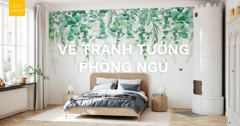 Vẽ tranh tường phòng ngủ đơn giản 1